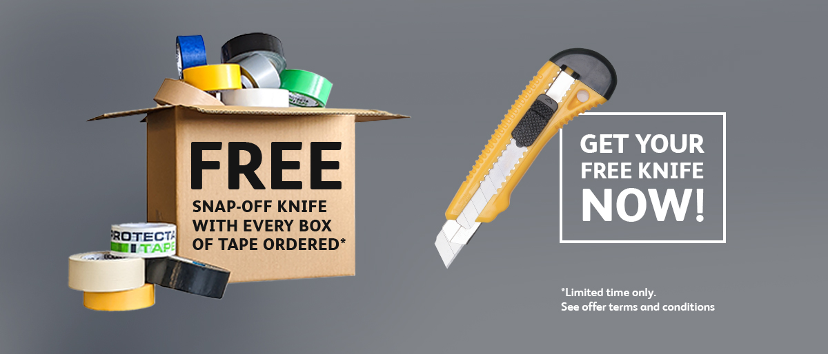 Free Snap-off Knife with every box of Tape - Available for a Limited Time